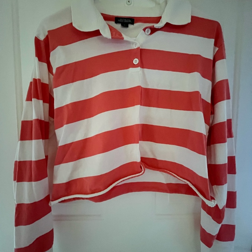 Wild Fable Coral Striped Rugby Shirt